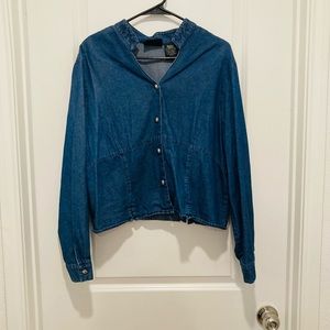 Vintage Cropped Embroidery Jean Jacket